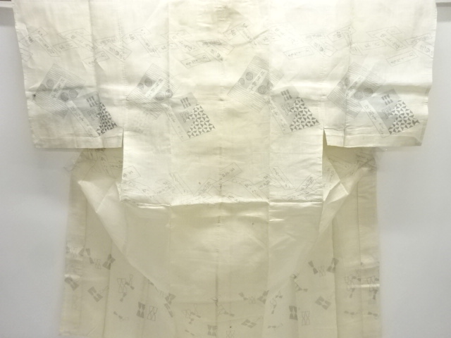 JAPANESE KIMONO / ANTIQUE MENS JUBAN / NAGAUTA SONG BOOK PATTERN